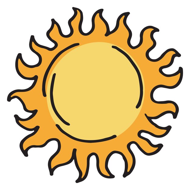 Vector sun shining doodle hot summer weather symbol