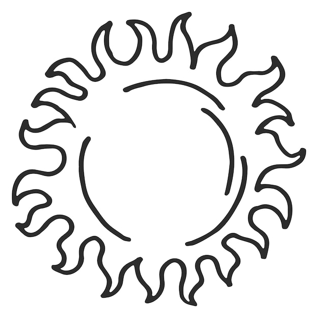 Vector sun silhouette doodle ethnic sunshine line emblem