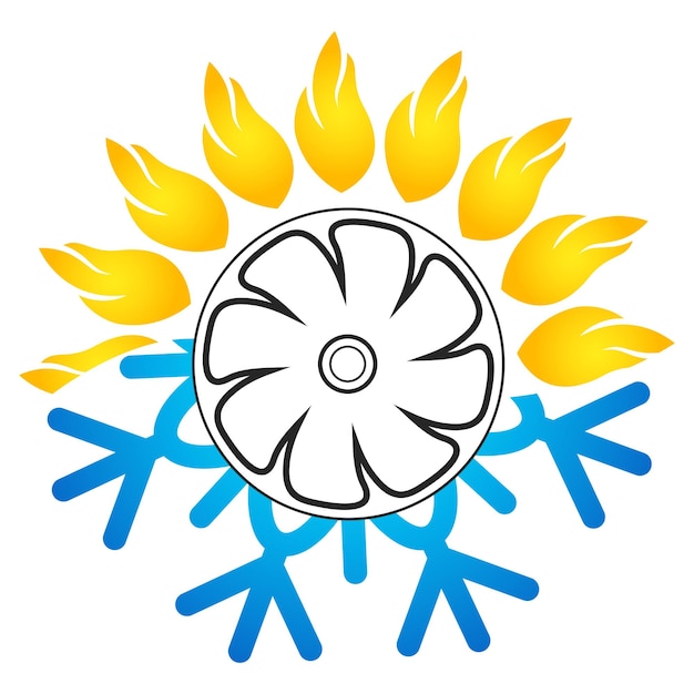 Sun and snowflake air conditioning fan design