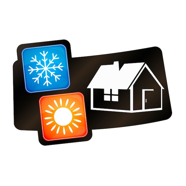 Vector sun snowflake design and house air conditioner sign