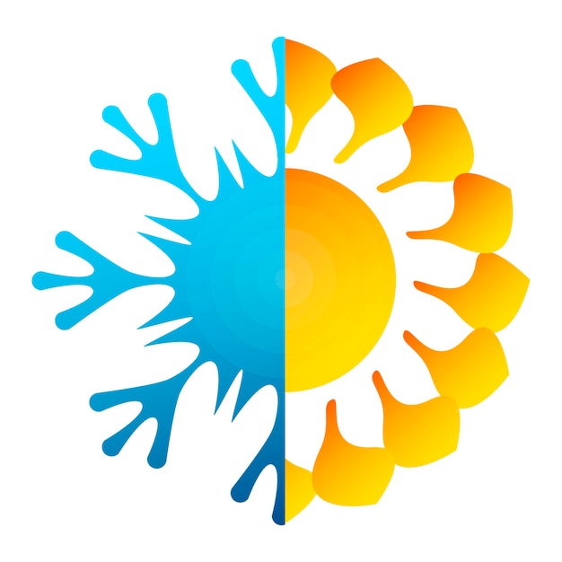 Sun and snowflake design Symbol for air conditioner and heating