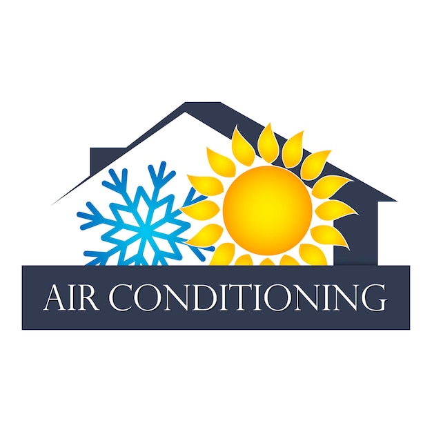 Sun snowflake and house silhouette Air conditioning and heating symbol