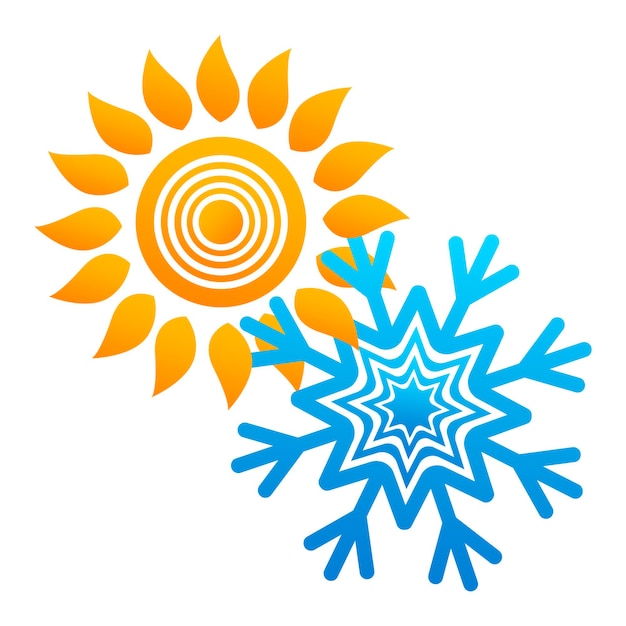 Sun and snowflake unique design Symbol for air conditioner and heating