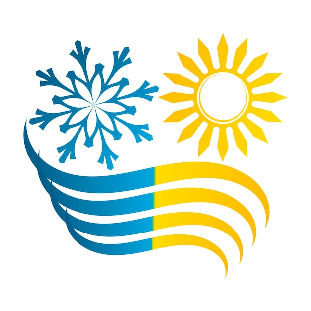 Sun snowflake and wave air flow symbol