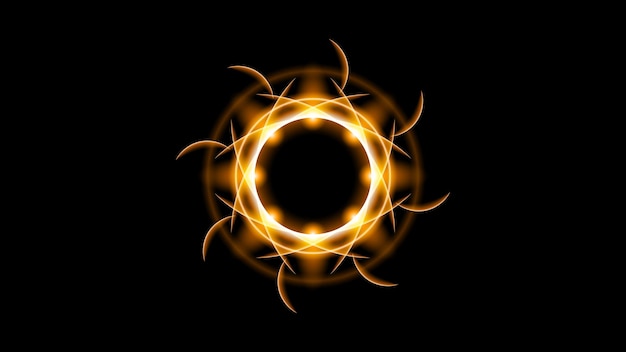 Sun solar eclipse orange fire dark background vector moon design style space science glow light