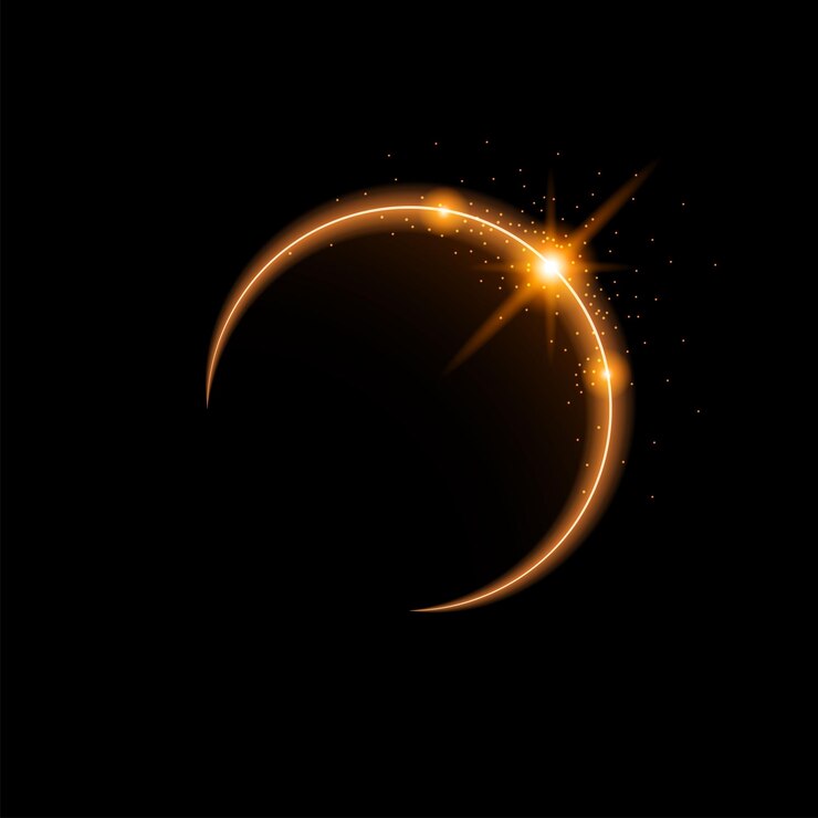Vector sun solar eclipse orange fire dark background vector moon design style space science glow light