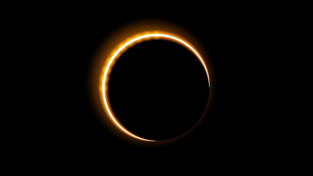 Vector sun solar eclipse orange fire dark background vector moon design style space science glow light