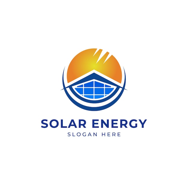 Vector sun solar house energy logo design clipart suitable for solar tech business