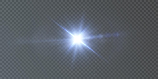 太陽の星のフレアpng光線とベクトルイラストのハイライトによる明るい光の効果