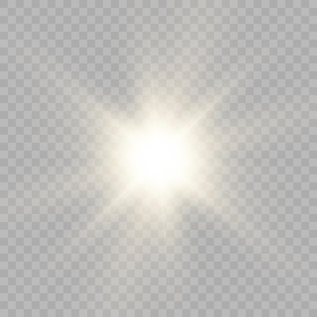 Effetto luce stella solare per illustrazioni vettoriali su sfondo trasparente flash png