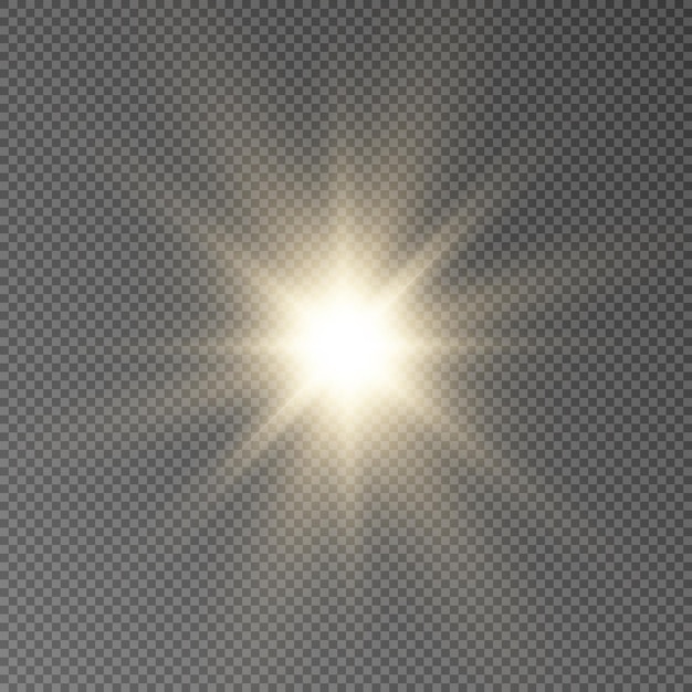 Effetto luce stella solare per illustrazioni vettoriali su sfondo trasparente flash png