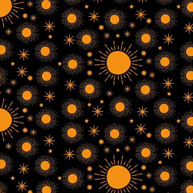 太陽と星 日常の玄関マット柄 玄関マット クロージングギフト 夕焼けと日の出 シームレスパターン