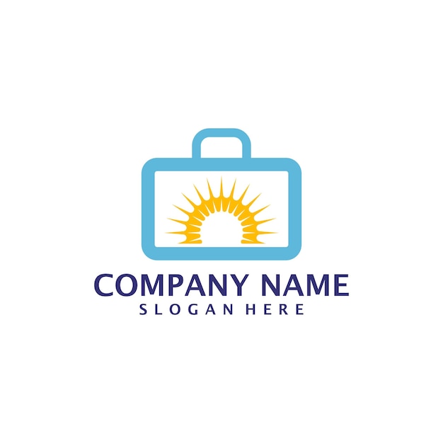 Sun Suitcase logo design vector Suitcase logo design template concept