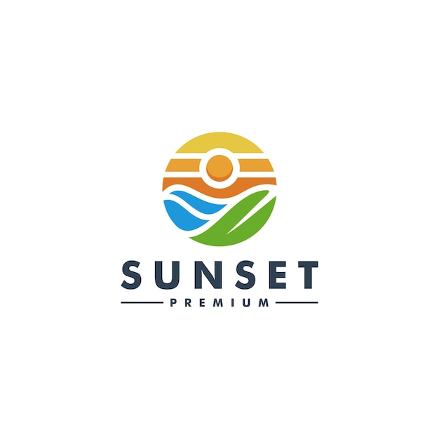 Sun Sunset ocean logo template vector icon logotype