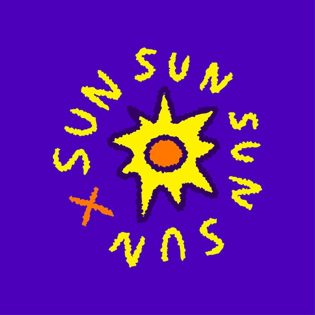 Vector sun symbol cartoon, illustration for t-shirt, sticker, or apparel merchandise.