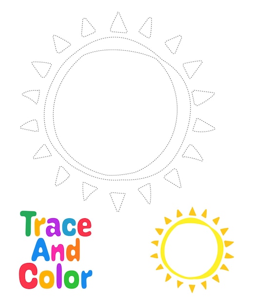 Sun tracing worksheet for kids