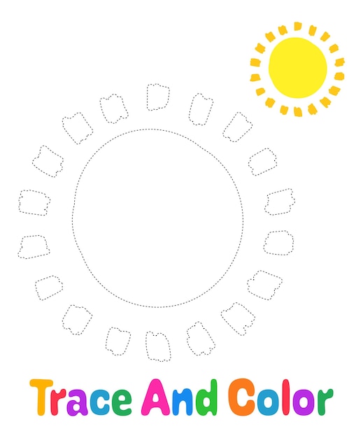 Sun tracing worksheet for kids