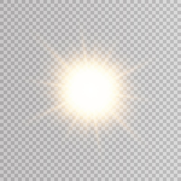 The sun on a transparent background with bright rays