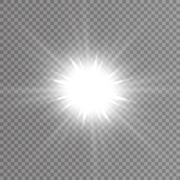 The sun on a transparent background with bright rays