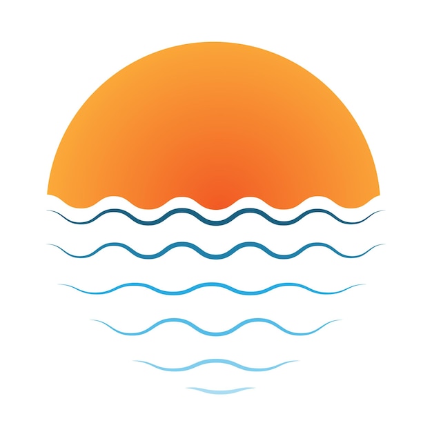 Sun and waves abstract vector art, Simple Sun and waves illustration