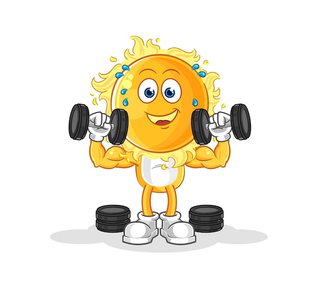 Sun weight training illustration character vector