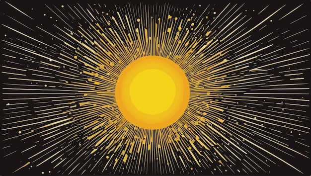 Вектор Солнце со звездным всплеском на небе