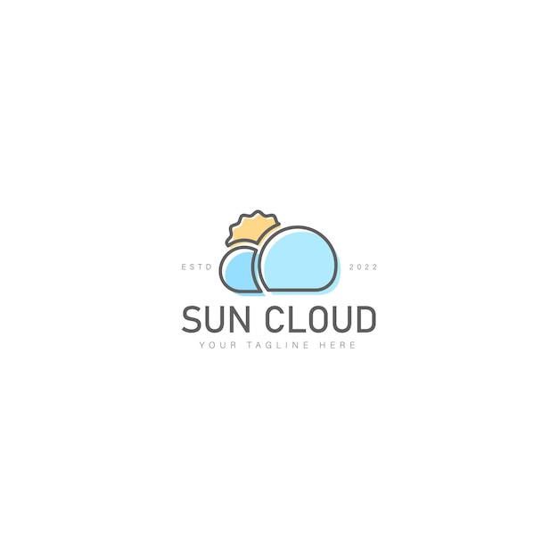 Sun with cloud logo design illustration icon