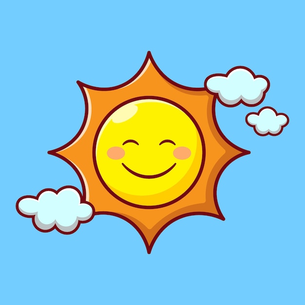 sun with clouds world smile day cartoon vector illustration