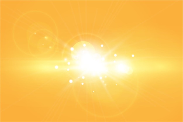 Vector sun with lens flare abstract vector summer yellow rays background