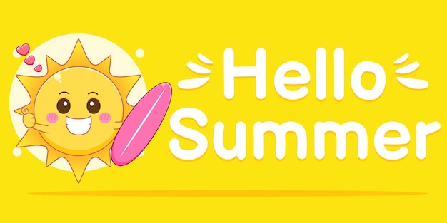 A sun with summer greeting banner