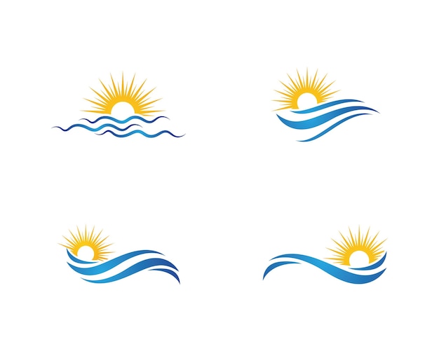 Sun With Water wave icon vector