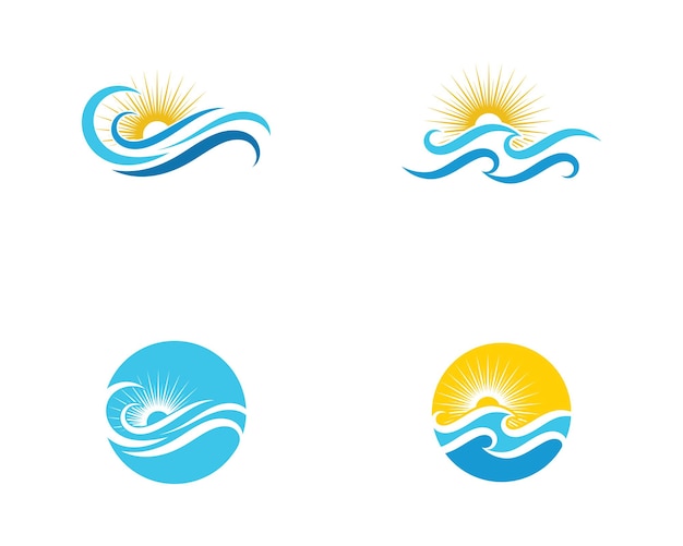 Sun With Water wave icon vector