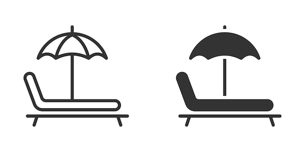 Икона солнцезащитной кровати Простой дизайн Векторная иллюстрация