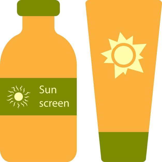 Солнцезащитный крем для кожи в летнем креме для принятия солнечных ванн и отдыха на пляже вектор