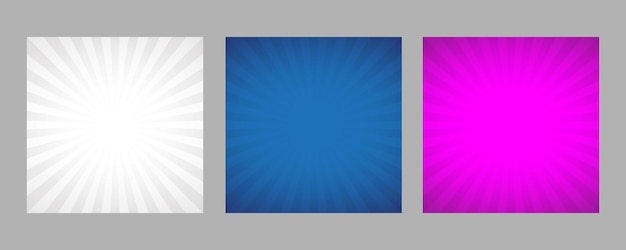 Sunburst background set of three colours