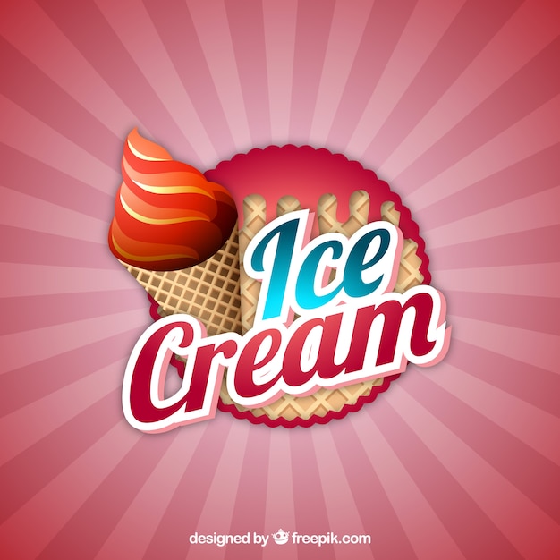 Sunburst background with realistic ice cream