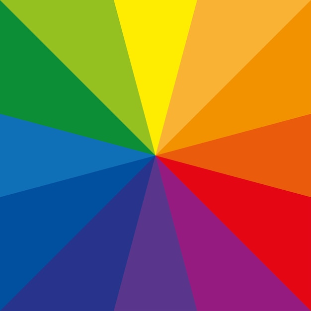 Vector sunburst color wheel or color circle with twelve colors which shows primary colors