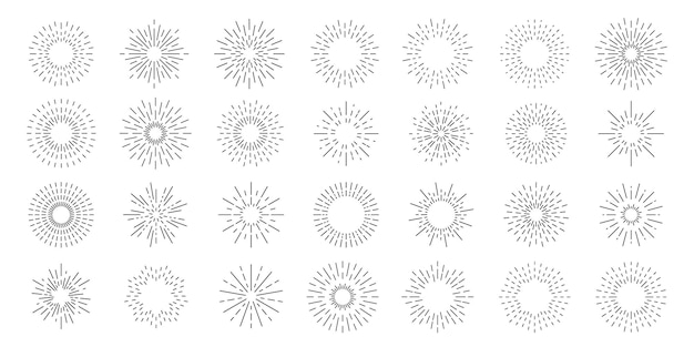 Vector sunburst element collection set of sunbeam radial sun ray sunburst decoration collection