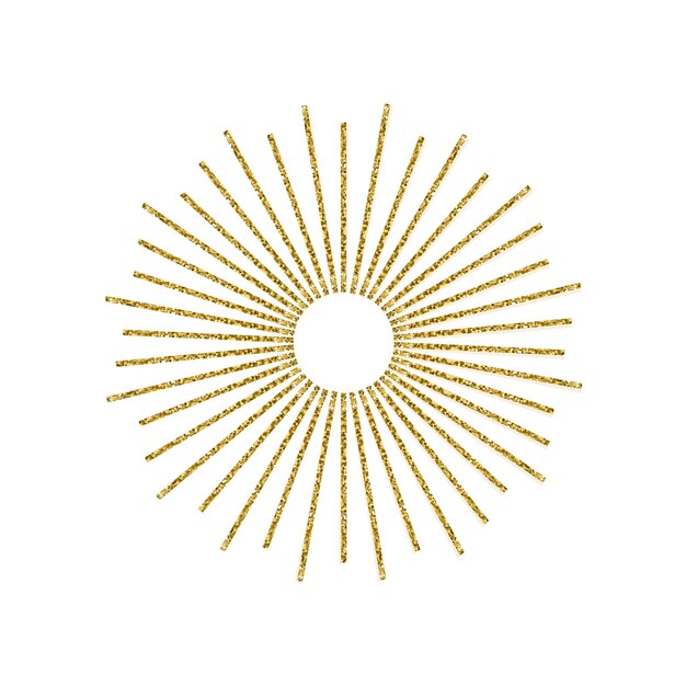 Sunburst gold glitter effect isolated on white background Light starburst use for logo labels and badges Vector Illustration
