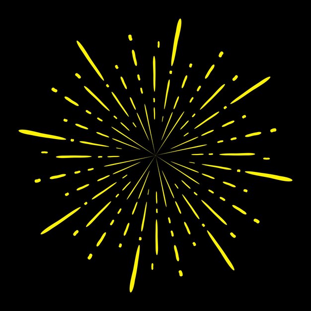 Vector sunburst light rays in line art bohemian symbol bursting sun rays firework vector