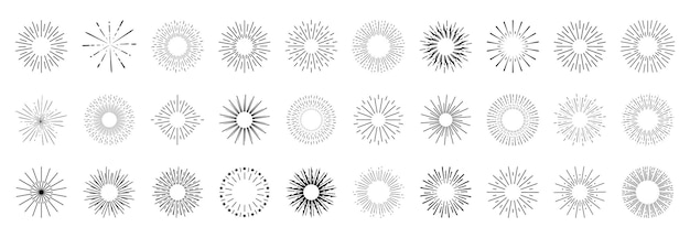 Sunburst logotype icons collection Sunbeam icons set