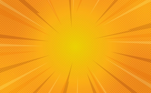 Sunburst поп-арт оранжевый книга комиксов полутоновый фон