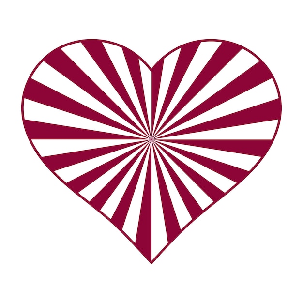 Sunburst red white heart. Love card. Vector illustration.