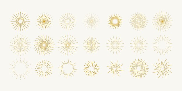 Sunburst Retro Background Design Set Bundle Vector Illustration