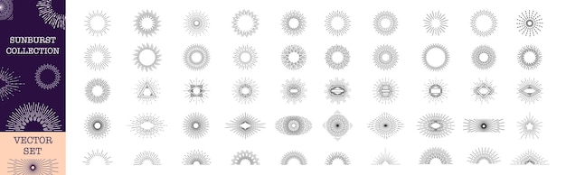 Sunburst-set Grote collectie sunburst beste kwaliteit Sunburst-pictogram Burst vector Sunburst-set