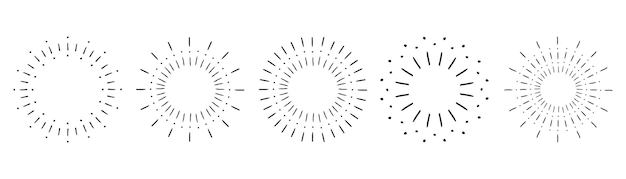サンバーストセットヴィンテージ日の出コレクション光線要素花火爆発星ベクトル