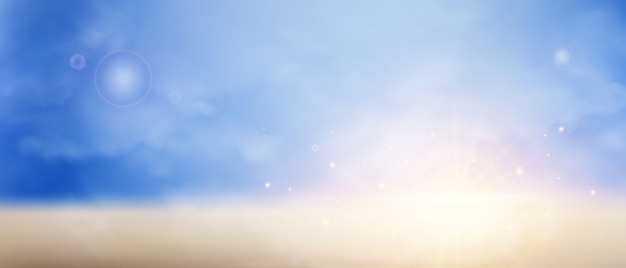 Vector sunburst on twilight sky background.