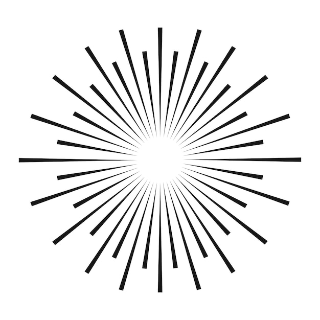 Vector sunburst vector black color line isolated