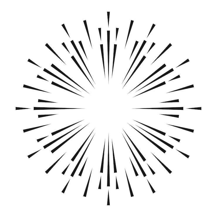 Vector sunburst vector black color line isolated
