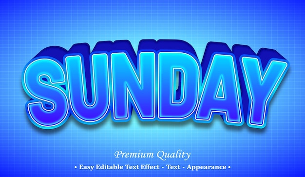 Vector sunday 3d editable text style effect